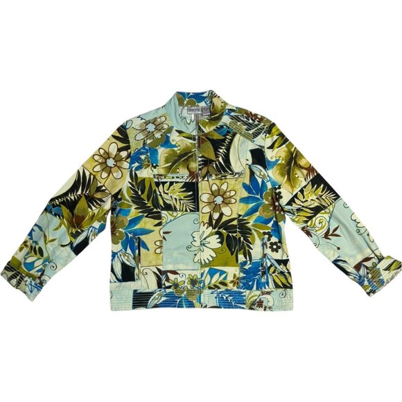 Chico's Jackets & Blazers - Chico's Tropic Life Cotton Multi-Color Zip Front Jacket